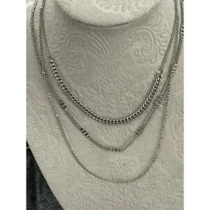 Vince Camuto Silver 3 Layered Mix Chain Necklace
